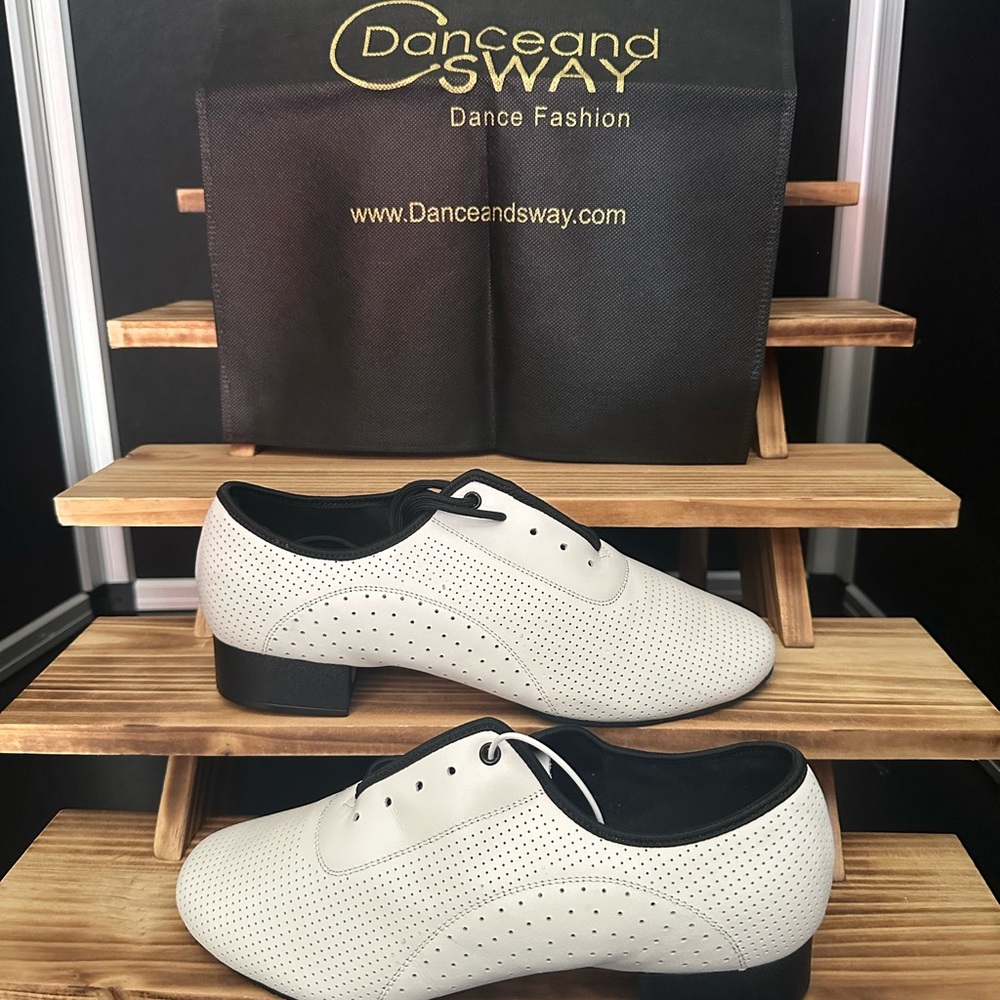 Men's White Perforated Oxfords